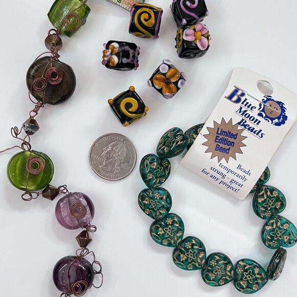 Vintage Czech Hearts Lampwork Beads Lot - Picture 5 of 5